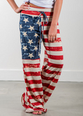 Cotton Vintage America Flag Wide Leg Casual Pants