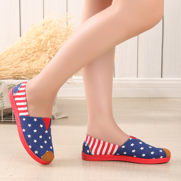 Casual Canvas All Season America Flag Shallow Shoes