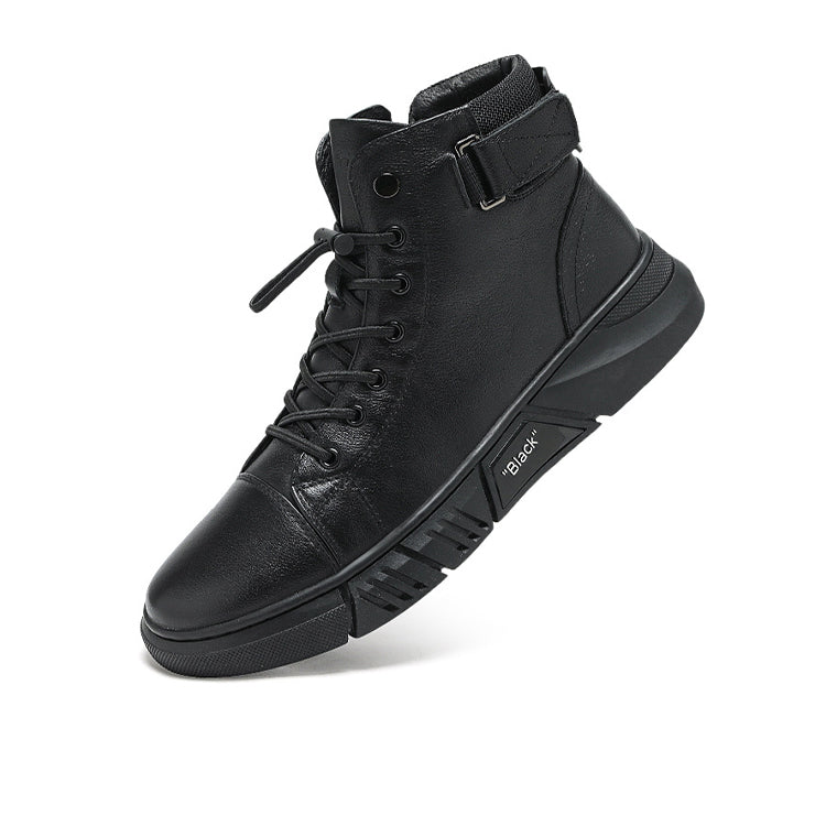 Men's Black Leather Solid Chelsea Boots