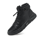 Men's Black Leather Solid Chelsea Boots
