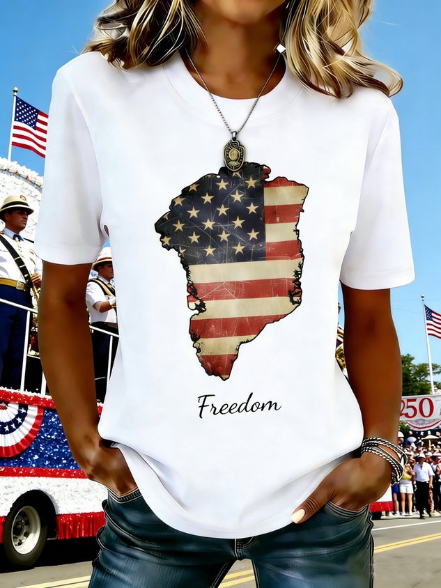 Women's 250th Anniversary Of The Founding Of the United States Vintage Short Sleeve Crew Neck Music Festival 3D Printing Daily Going Out Casual T-Shirt