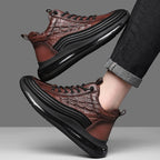 Mens Crocodile Print Genuine Leather Non-slip Arch Support Casual Sneakers