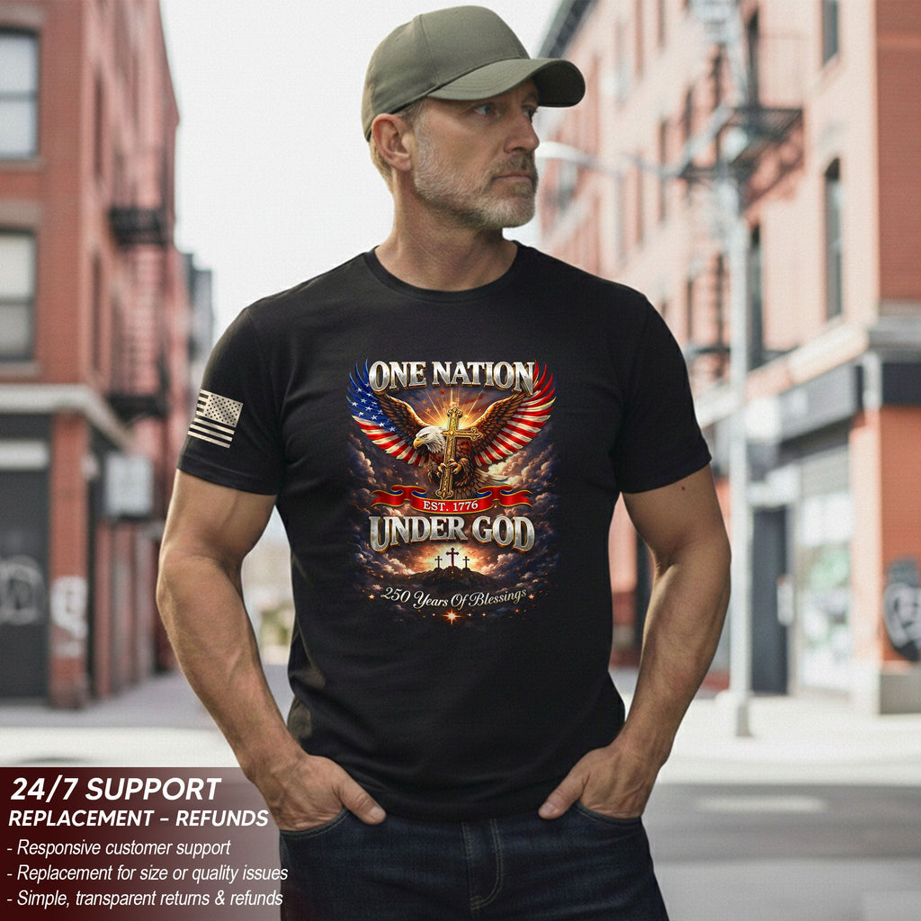 America 250th Anniversary 1776-2026 T-Shirt – 250 Years of Blessings Eagle Cross Patriotic Birthday Graphic Tee