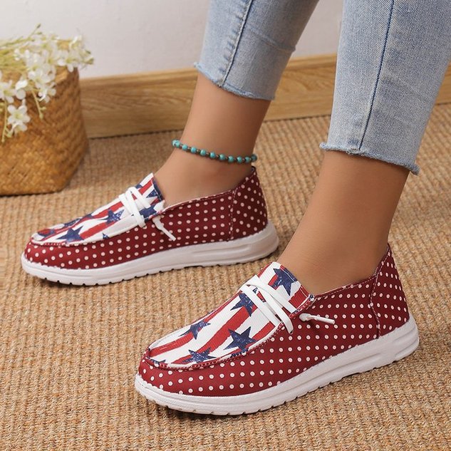America Flag Canvas All Season Casual Shallow Shoes