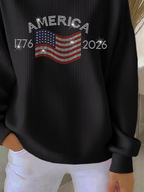 Casual Crew Neck Printing Sweatshirt