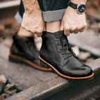 Men‘s Genuine Leather Waterproof Non-slip Arch Support Casual Work Boots