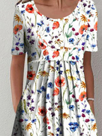 Casual  Loosen Short Sleeve Floral Dress