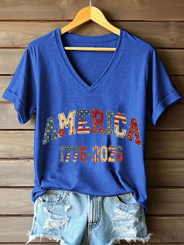 Women's USA 1776-2026 Print Casual T-Shirt