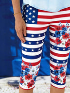 3D printing America Flag Floral Vintage Tight Independence Day 250th Anniversary Casual Leggings
