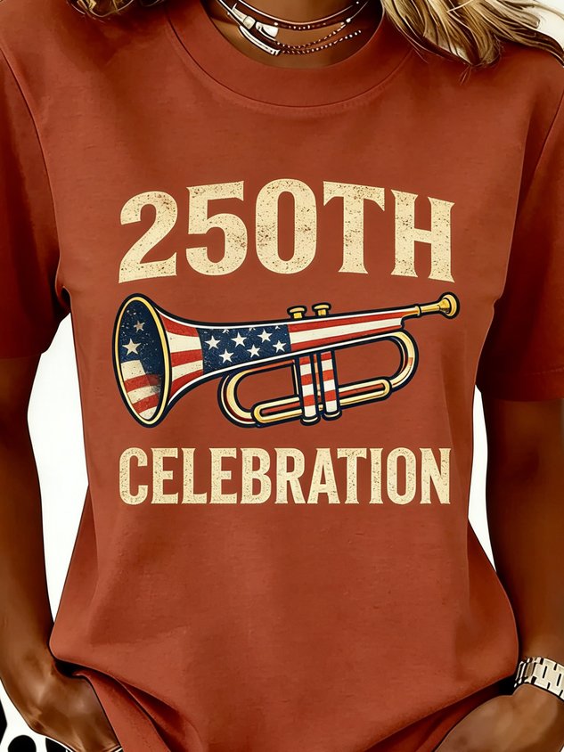 Women's 250th Anniversary Of The Founding Of the United States Vintage Short Sleeve Crew Neck Music Festival 3D Printing Daily Going Out Casual T-Shirt
