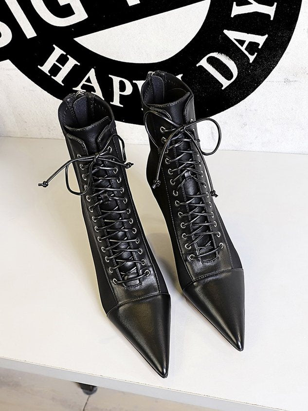 Women Minimalist Paneled Stretch Stiletto Heel Fashion Boots