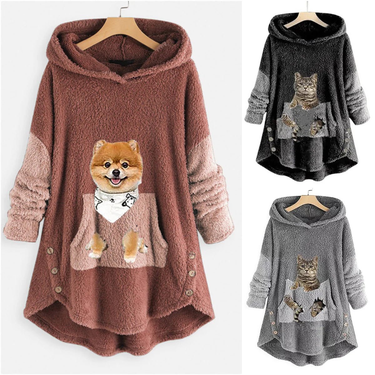 lambswool coat with animal print