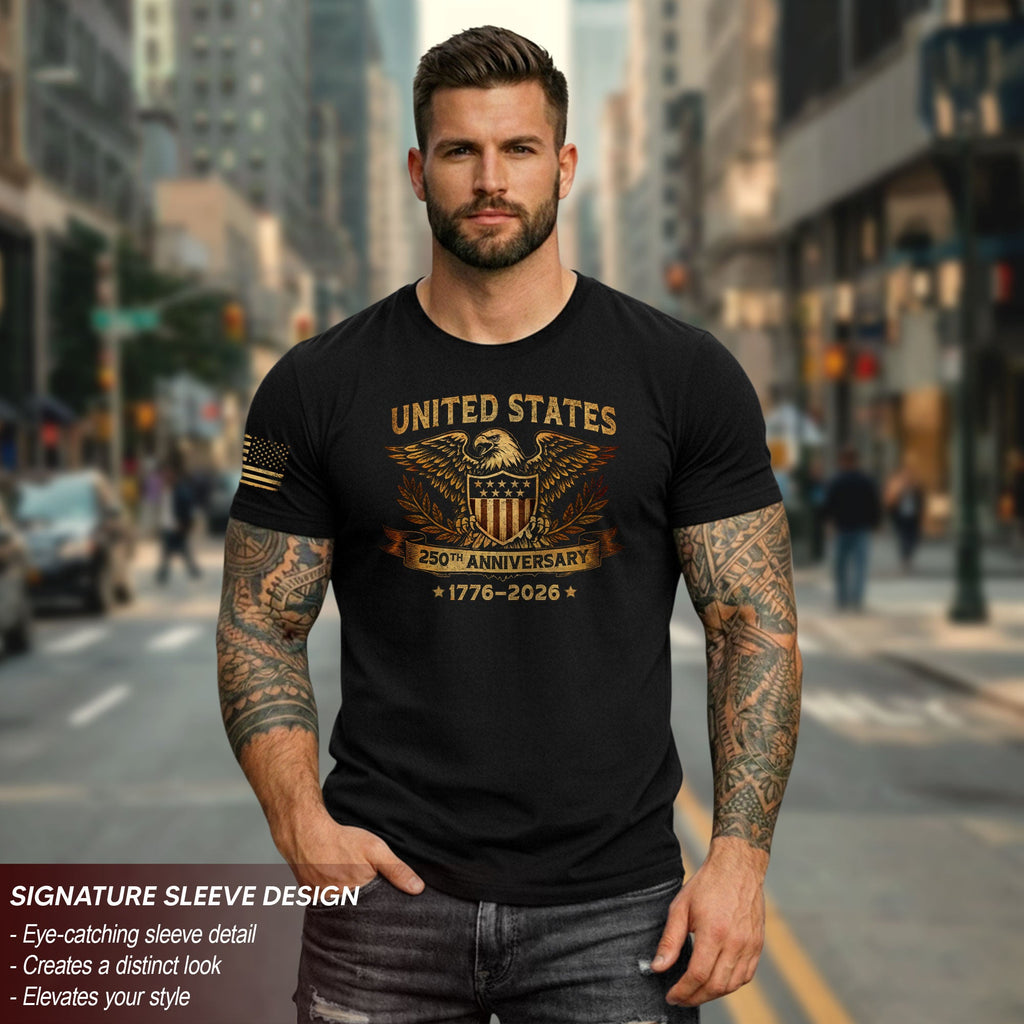 USA 250th Anniversary Shirt 1776-2026 American Pride Patriotic Eagle Shield Laurel