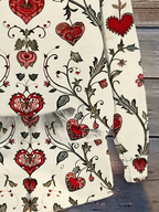 Women's Flower Love Valentine's Day Casual Spring and Autumn Tops and Pants Two-piece Set