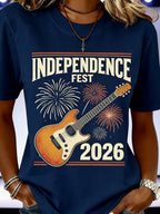 Women's 250th Anniversary Of The Founding Of the United States Vintage Short Sleeve Crew Neck Music Festival 3D Printing Daily Going Out Casual T-Shirt