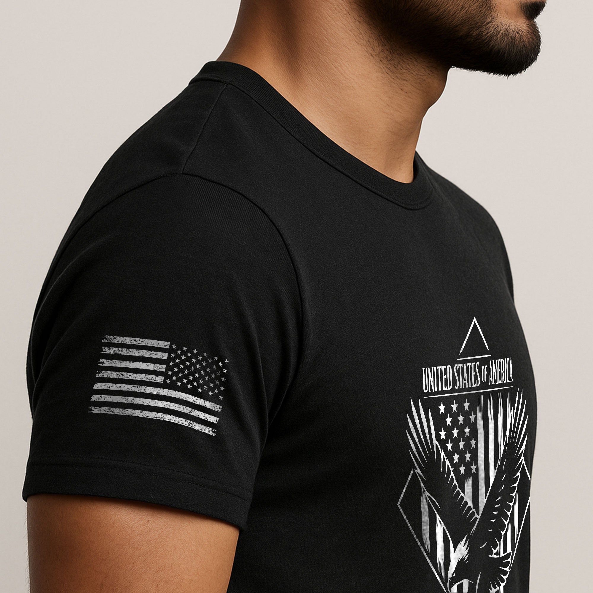 America 250th Anniversary T-Shirt - White Eagle & Flag 1776-2026 250 Years Minimalist Men's Tee