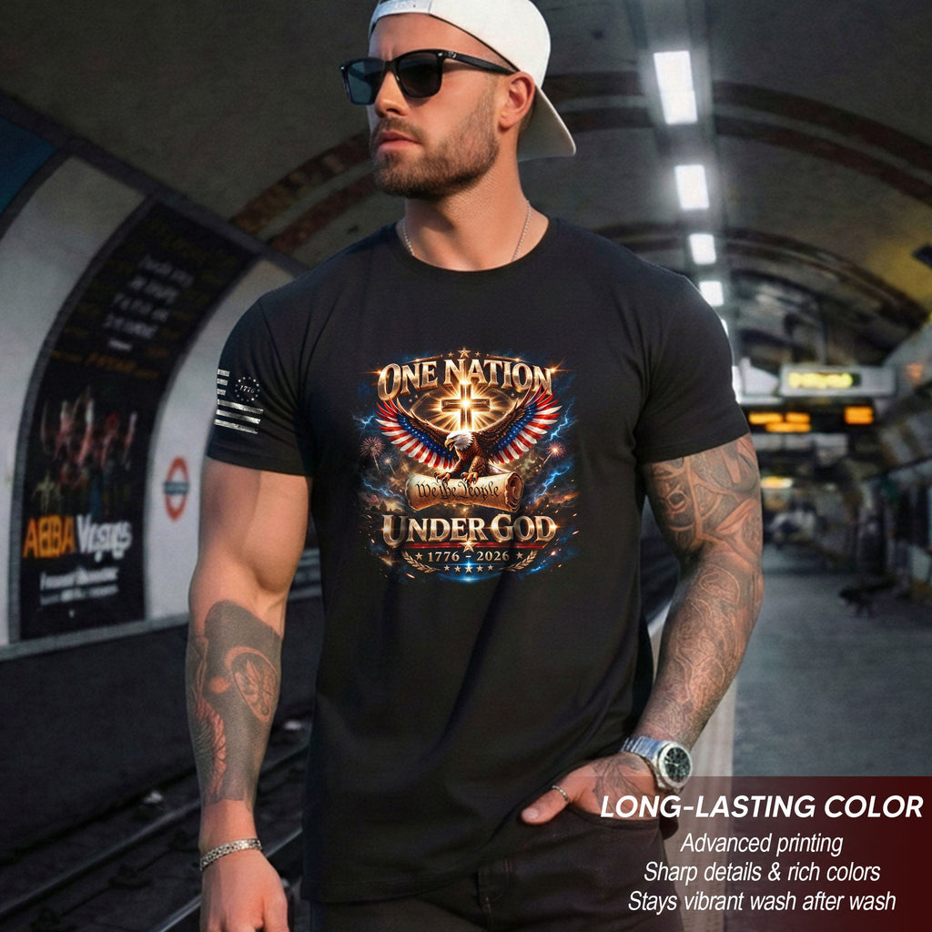 America 250th Anniversary 1776-2026 T-Shirt – We The People Eagle Cross & Constitution One Nation Under God Bootleg Shirt