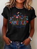 Women's Casual American 250 Commemorative print T-shirt