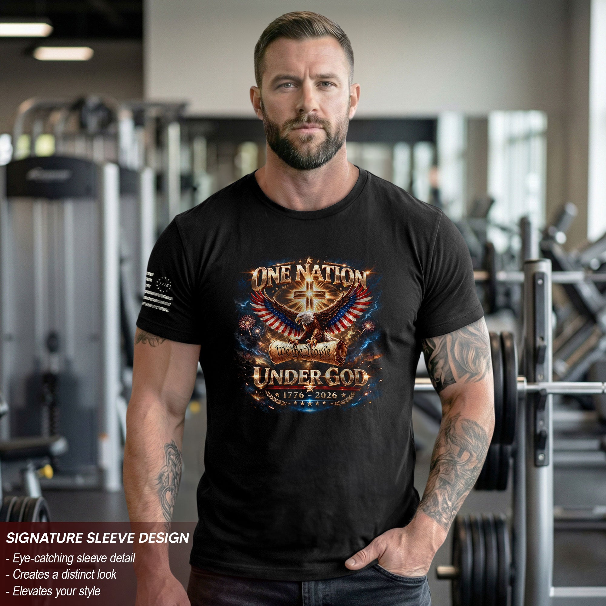 America 250th Anniversary 1776-2026 T-Shirt – We The People Eagle Cross & Constitution One Nation Under God Bootleg Shirt