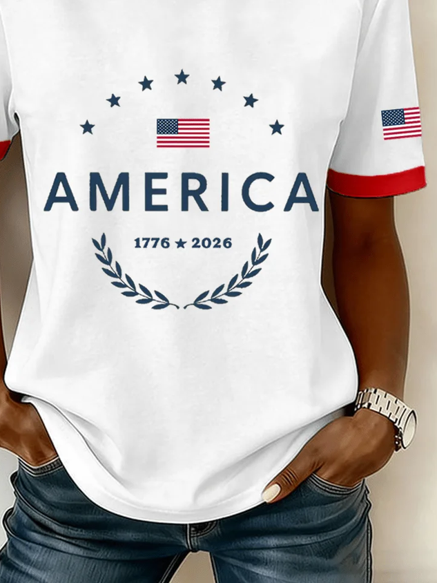 Women's Short Sleeve T-shirt Summer White Text Letters Printing Jersey Crew Neck Daily Going Out Casual Top