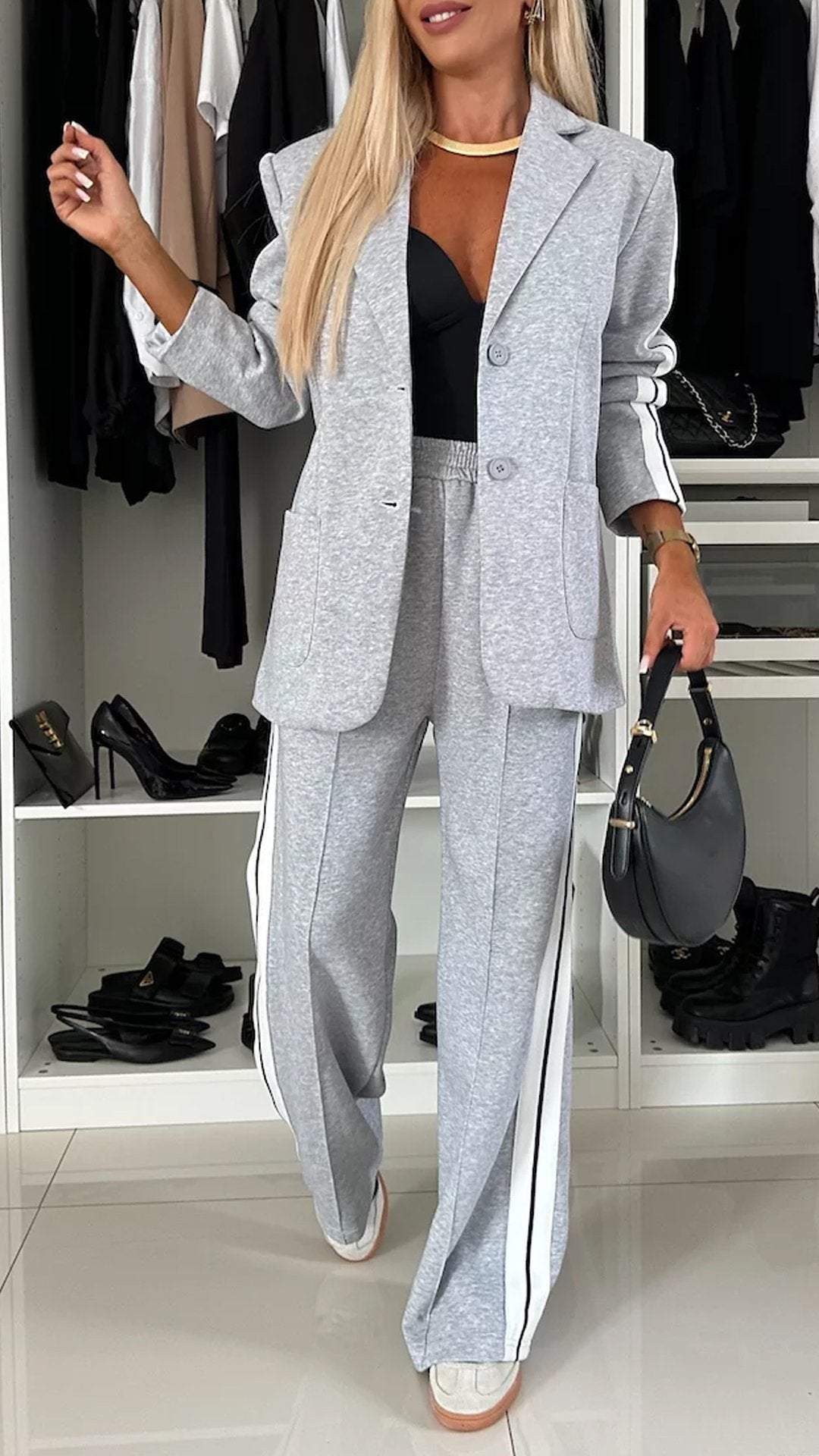 Lapel casual suit set