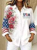 Women'S Casual American 250th Anniversary Commemorative Printed Shirt