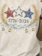 Women's USA 250th Anniversary Short Sleeve T-shirt Summer Apricot America Flag Printing Jersey Crew Neck Daily Going Out Casual Top