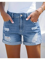 High Waist Comfortable Slim-Fit Slimming Fashionable Straight Casual Denim Shorts