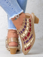 Vintage Weave Inlay Block Heels