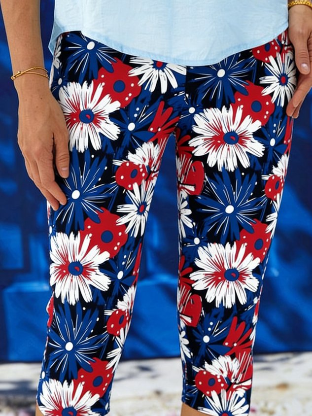 3D printing Floral Vintage Tight Independence Day 250th Anniversary Casual Leggings