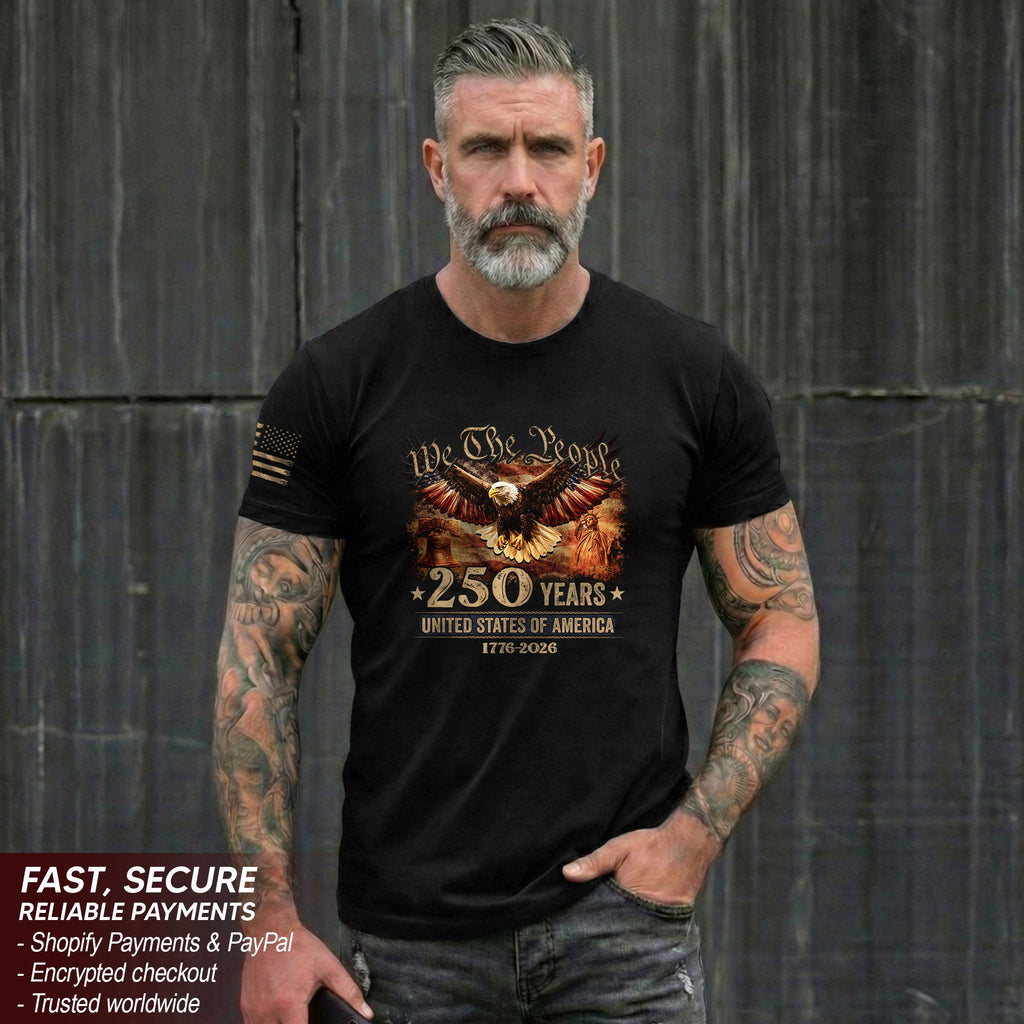 USA 250th Anniversary Shirt 1776-2026 Eagle Liberty Bell Statue of Liberty Patriotic