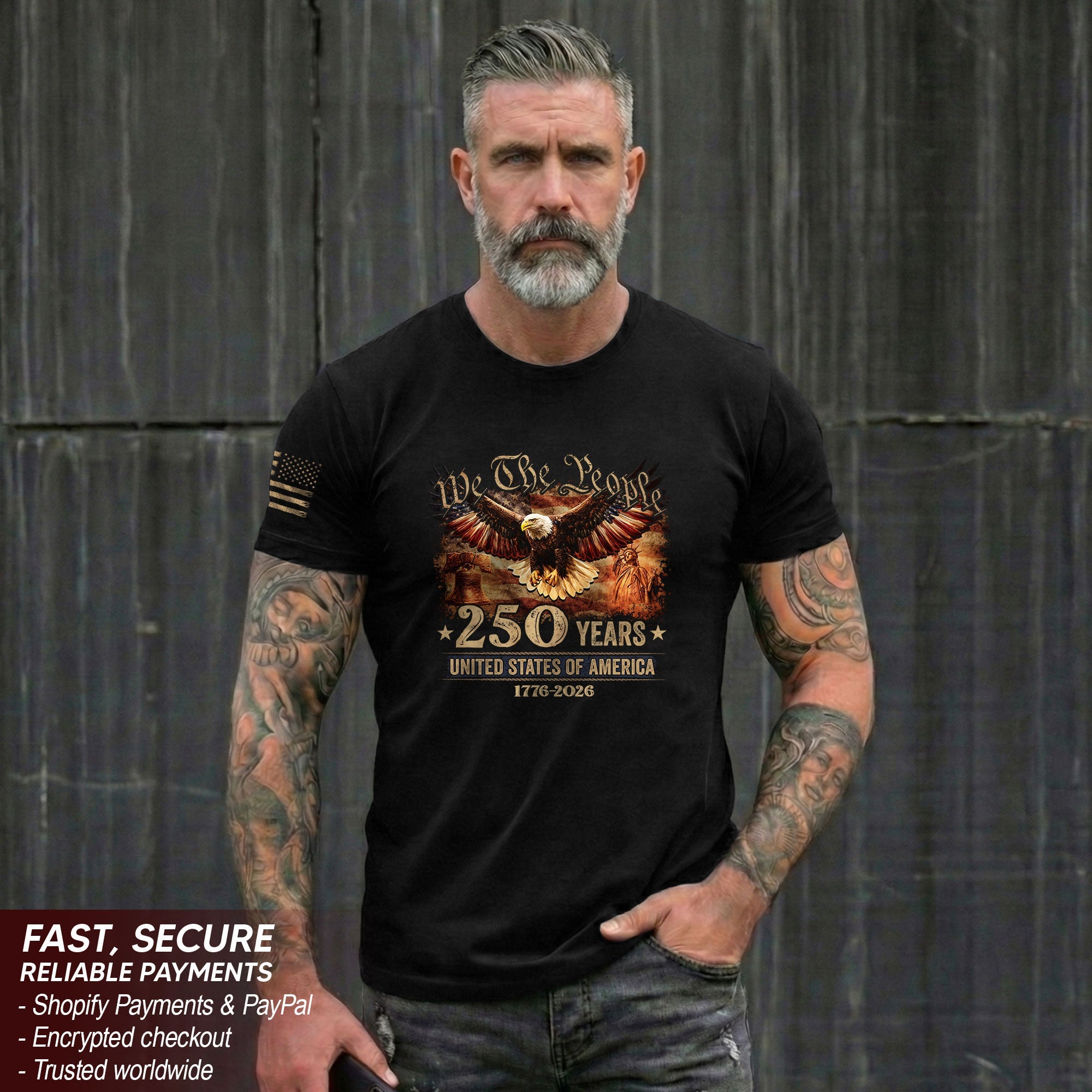 USA 250th Anniversary Shirt 1776-2026 Eagle Liberty Bell Statue of Liberty Patriotic
