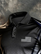 Men's Retro Patriot Color Block Polo Collar Short Sleeve