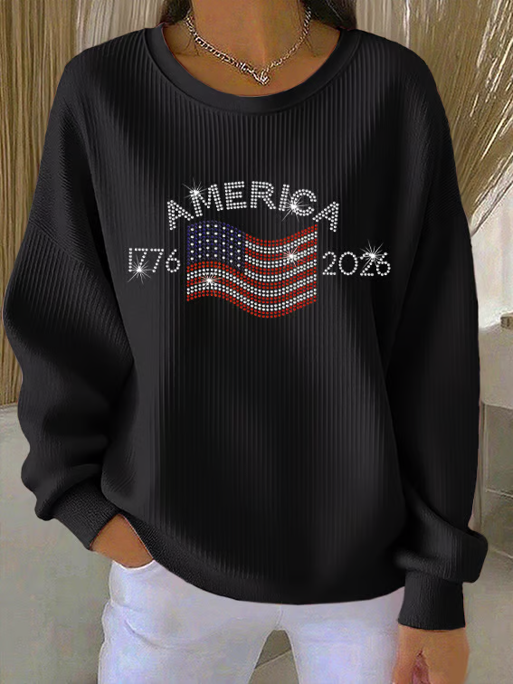 Casual Crew Neck Printing Sweatshirt