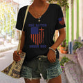 Women's Independence Day Flag One Nation Under God Print Casual T-Shirt