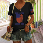 Women's Independence Day Flag One Nation Under God Print Casual T-Shirt