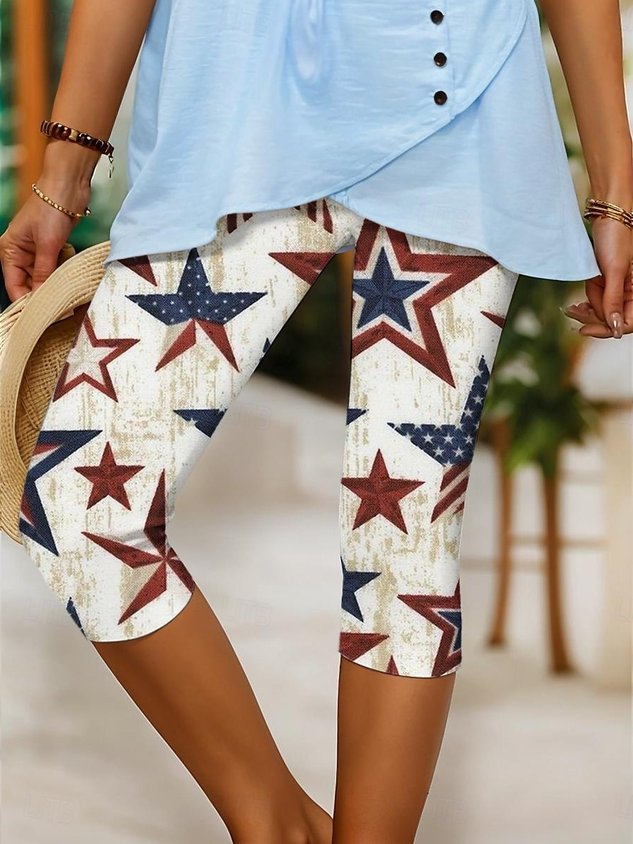 Independence Day Patriotic Leggings Capri Pants