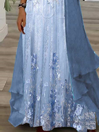 Women's Floral Spring Print Two Piece Dress