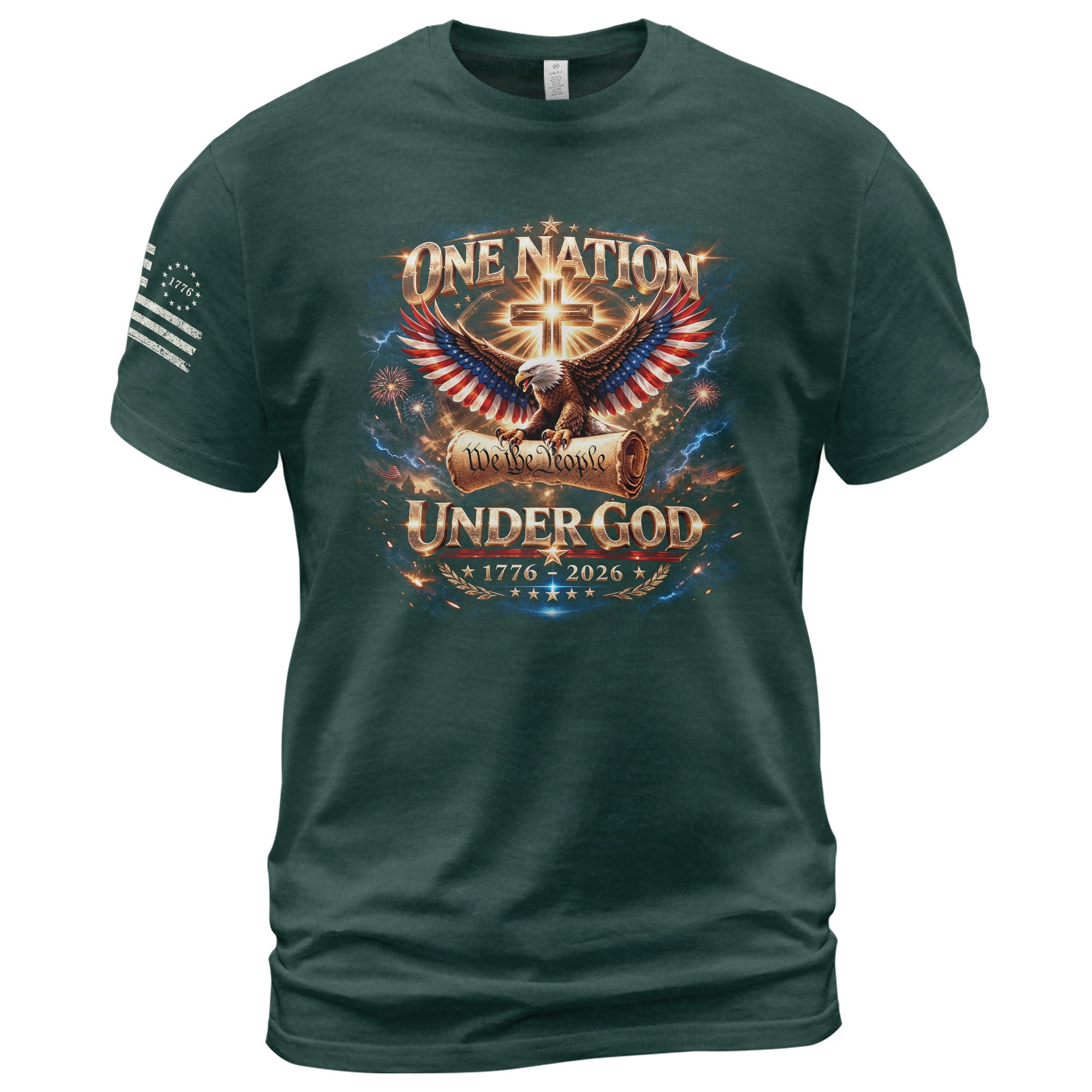 America 250th Anniversary 1776-2026 T-Shirt – We The People Eagle Cross & Constitution One Nation Under God Bootleg Shirt