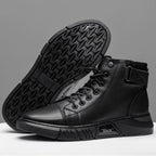 Men's Black Leather Solid Chelsea Boots