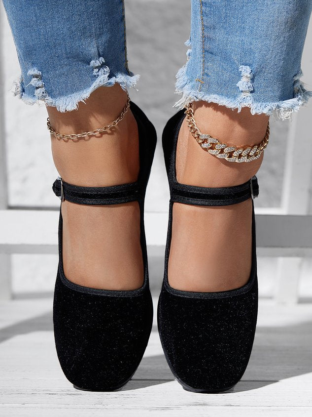Black Comfortable Soft Block Heel Dance Shoes