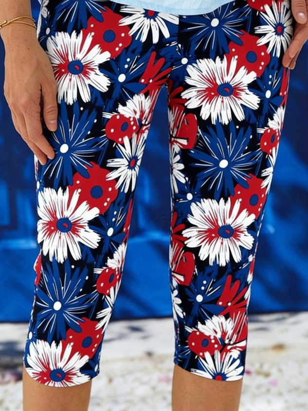 3D printing Floral Vintage Tight Independence Day 250th Anniversary Casual Leggings