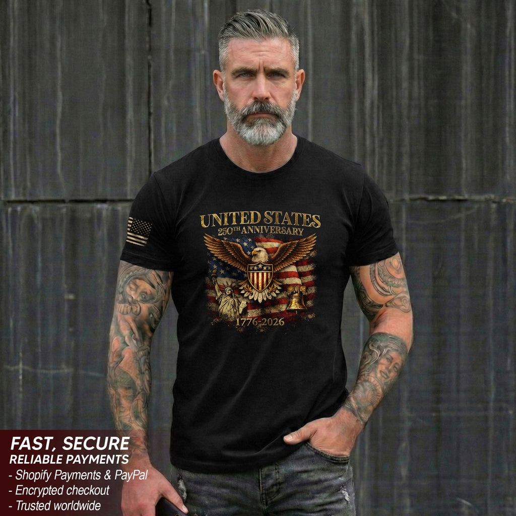 USA 250th Anniversary Shirt 1776-2026 Eagle Liberty Bell Patriotic American Pride