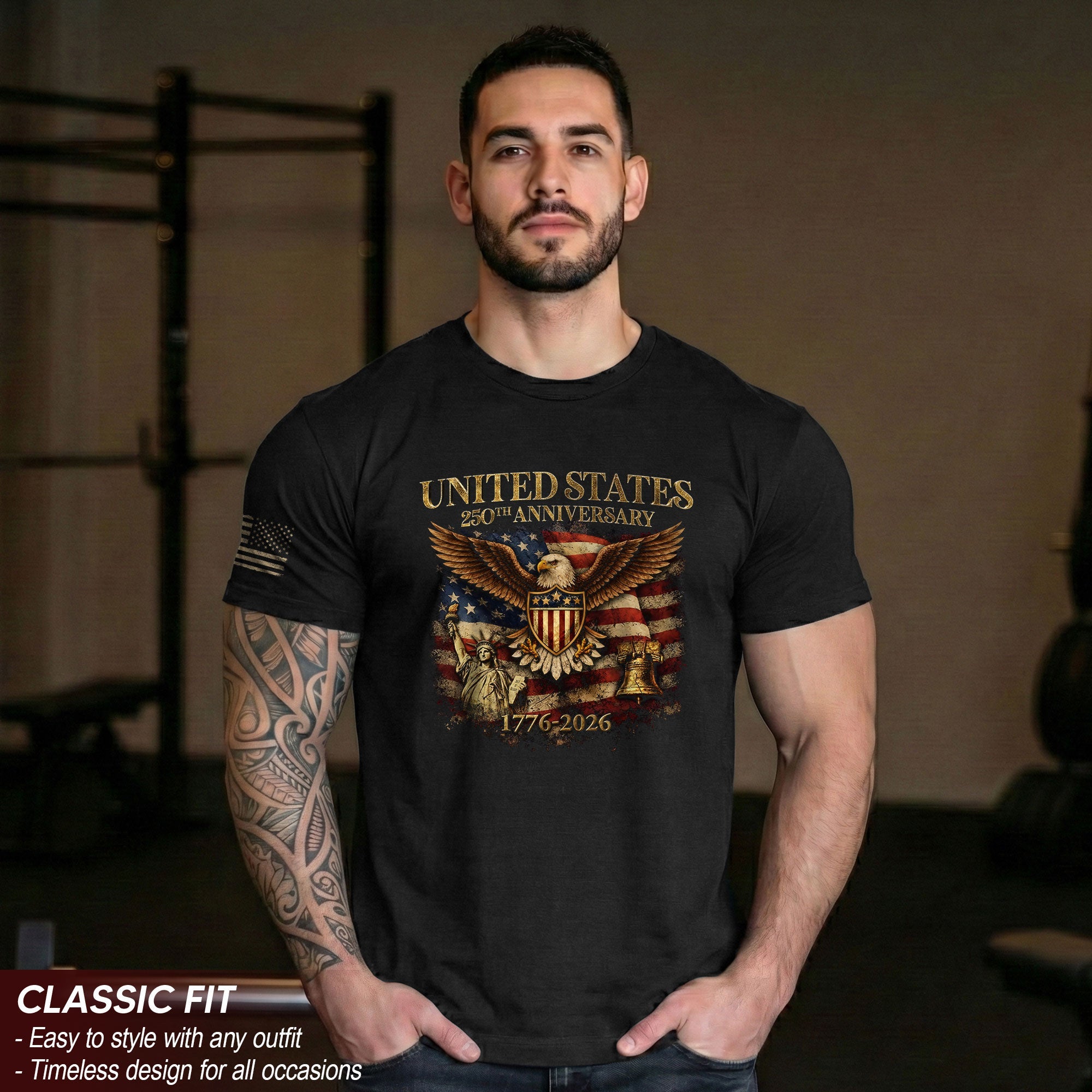 USA 250th Anniversary Shirt 1776-2026 Eagle Liberty Bell Patriotic American Pride