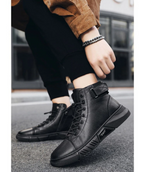 Men's Black Leather Solid Chelsea Boots