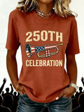 Women's 250th Anniversary Of The Founding Of the United States Vintage Short Sleeve Crew Neck Music Festival 3D Printing Daily Going Out Casual T-Shirt
