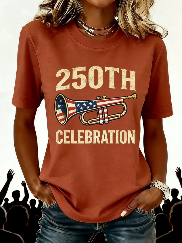 Women's 250th Anniversary Of The Founding Of the United States Vintage Short Sleeve Crew Neck Music Festival 3D Printing Daily Going Out Casual T-Shirt