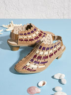 Vintage Weave Inlay Block Heels