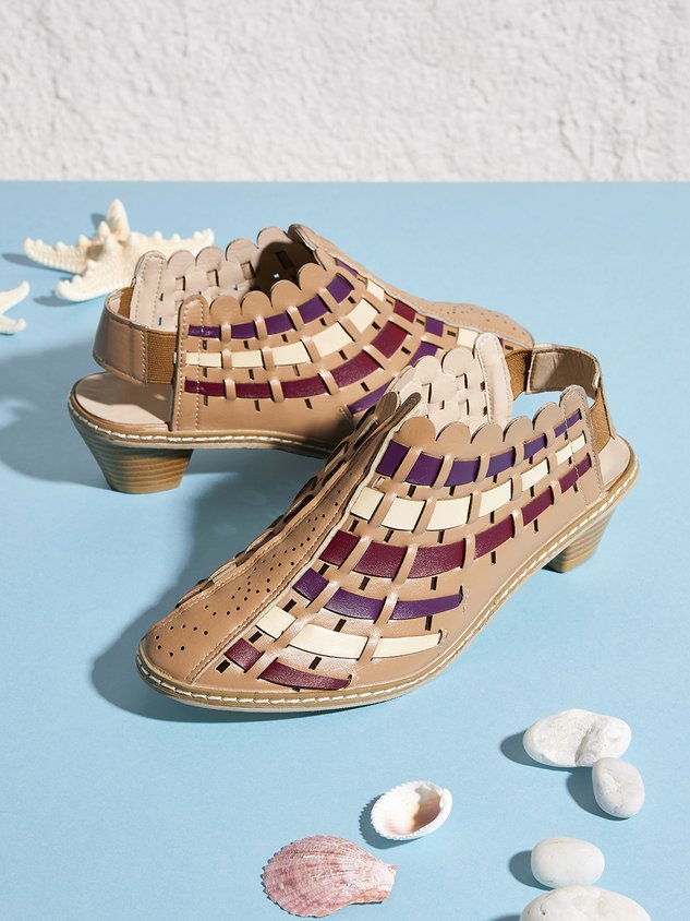 Vintage Weave Inlay Block Heels