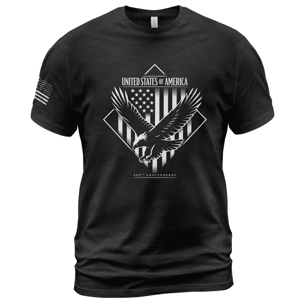 America 250th Anniversary T-Shirt - White Eagle & Flag 1776-2026 250 Years Minimalist Men's Tee